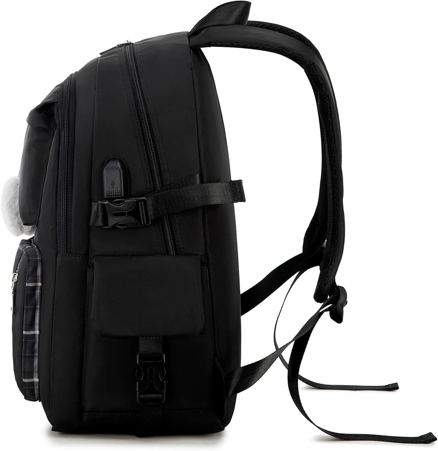 Girl Roomy Fashion Laptop Backpack Set Casual Daypack Set for Women Black