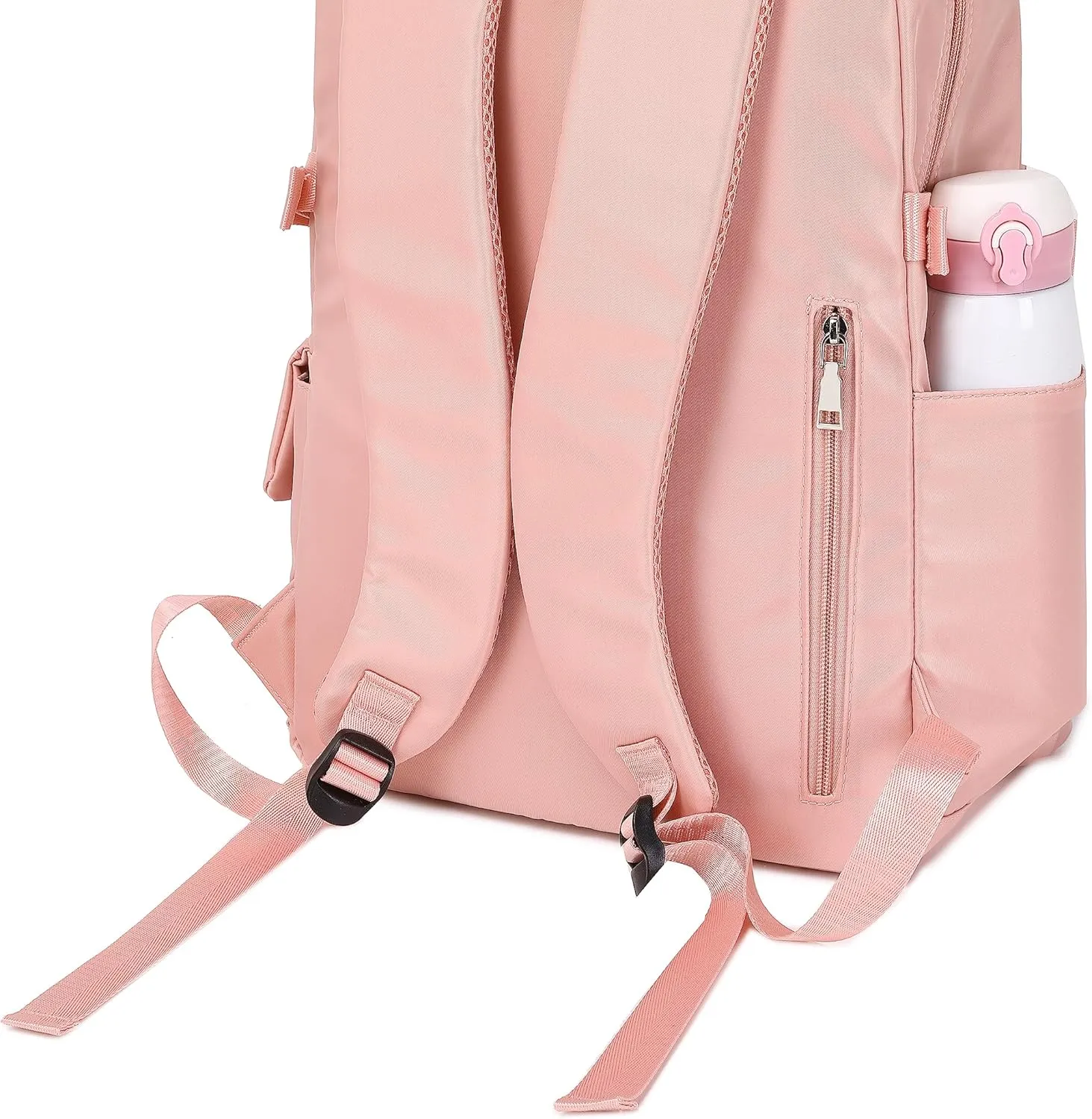 Girl Roomy Fashion Laptop Backpack Set Casual Daypack Set for Women Pink