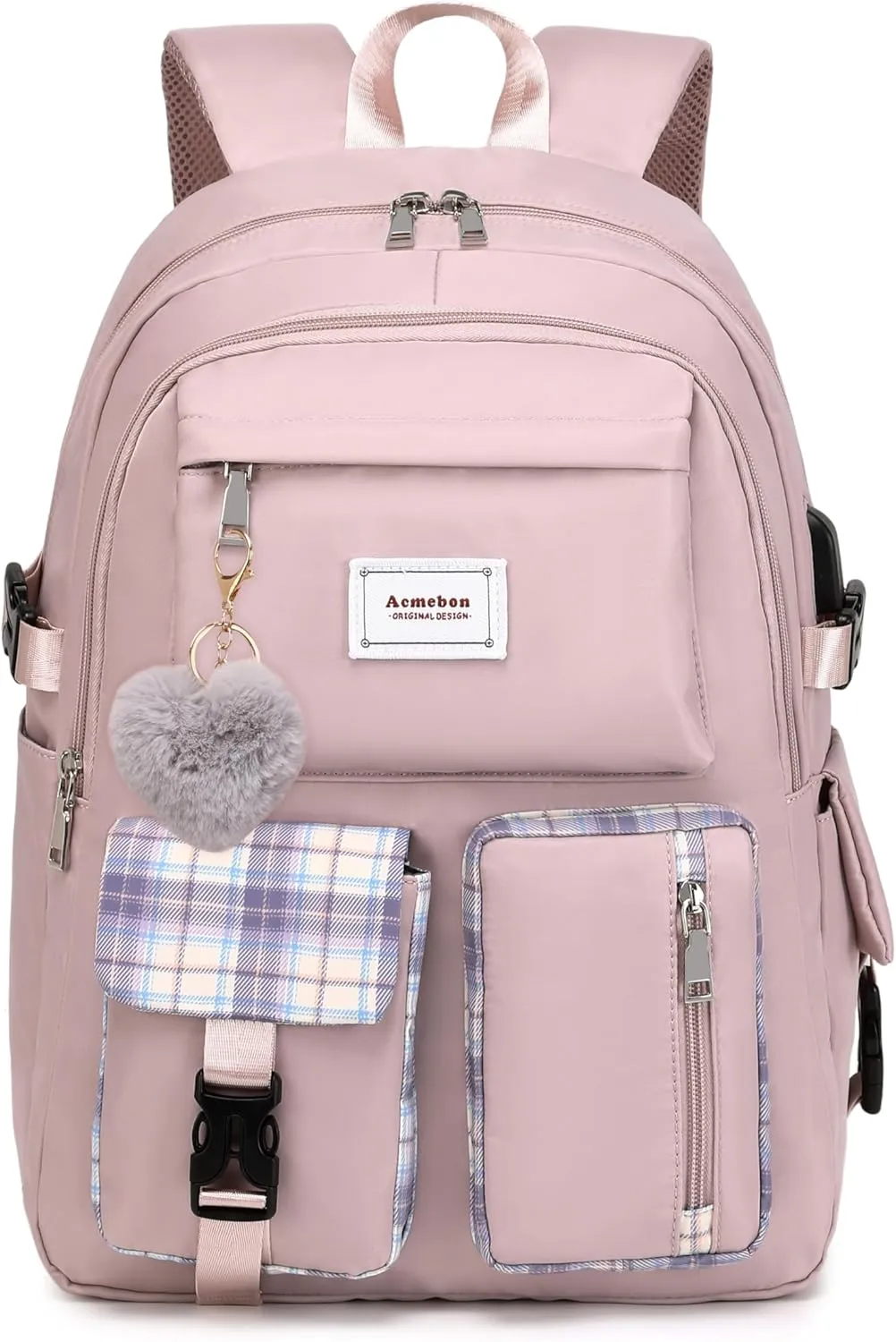 Girl Roomy Fashion Laptop Backpack Set Casual Daypack Set for Women Purple