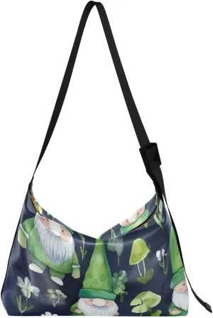 Gnomes Stpatrick Blue Tote Bag for Women Large Hobo Bags Leather Crossbody Bags Handbags with Adjustable Strap for Girl