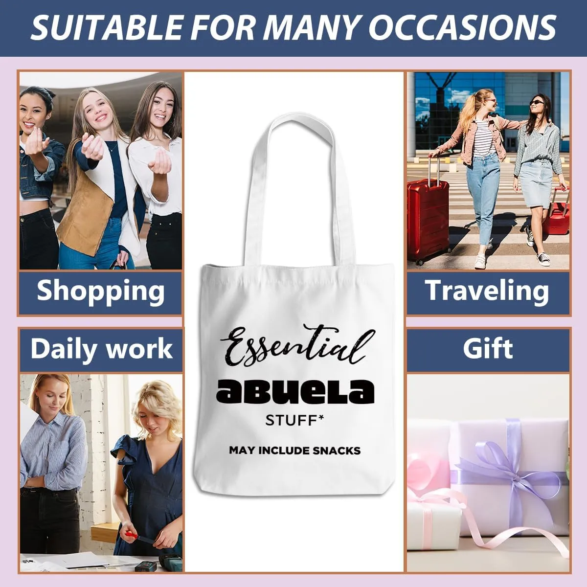 Grandma Mom Gifts Tote Bag for Nana Granny Mamaw Mum Gigi Oma Abuela Grammy Yaya Mimi Memaw Nanny Christmas