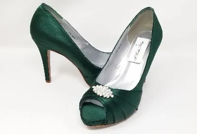 Green Wedding Shoes with Crystal Detail