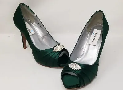Green Wedding Shoes with Crystal Detail