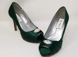 Green Wedding Shoes with Crystal Detail