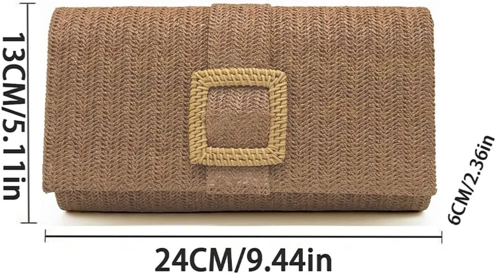 Halemet 2025 Chic Straw Clutch Purses for Women Elegant Evening Bag Formal Clutch Beach Bag Shoulder Purse for Party Wedding