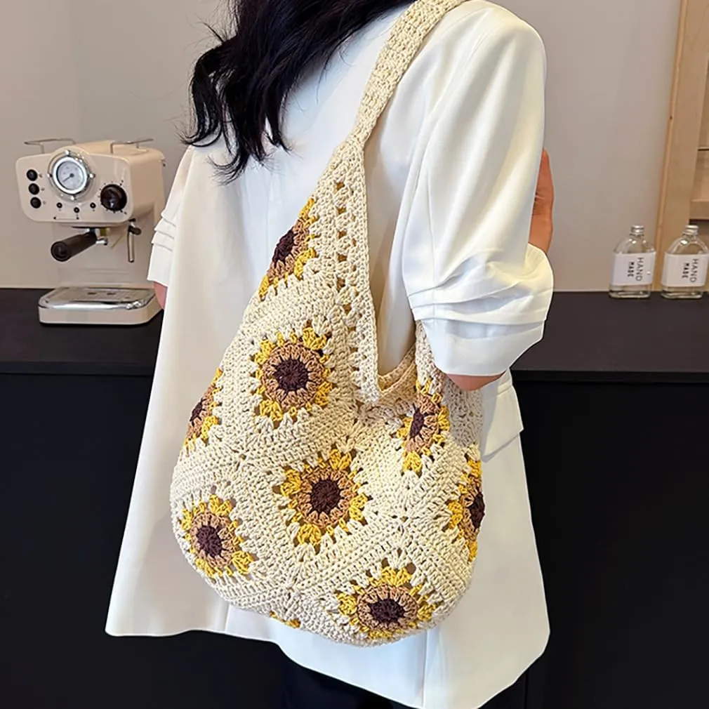 Hand-woven Soft Large Straw Shoulder Bag Retro Boho Tote Bags Summer Beach Bag Rattan Handbag