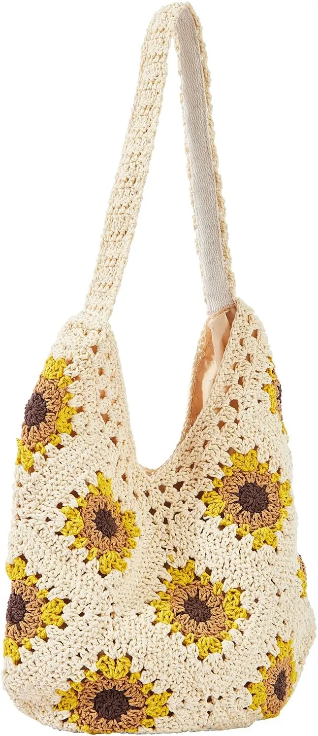 Hand-woven Soft Large Straw Shoulder Bag Retro Boho Tote Bags Summer Beach Bag Rattan Handbag