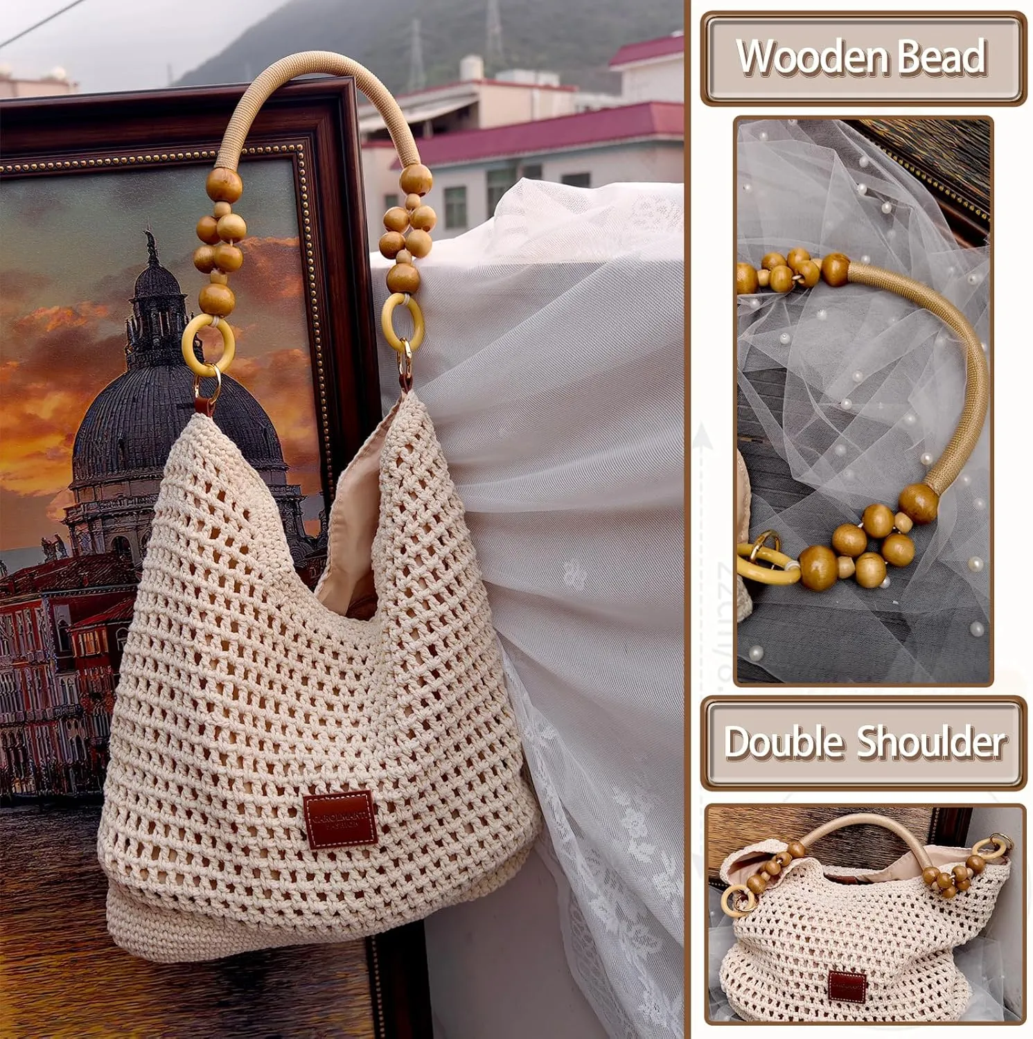 Hand-woven Soft Large Straw Shoulder Bag Retro Boho Tote Bags Summer Beach Bag Rattan Handbag