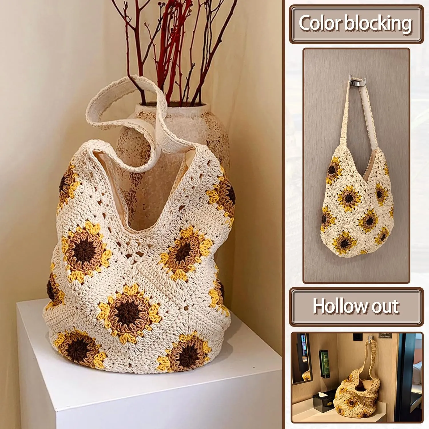 Hand-woven Soft Large Straw Shoulder Bag Retro Boho Tote Bags Summer Beach Bag Rattan Handbag