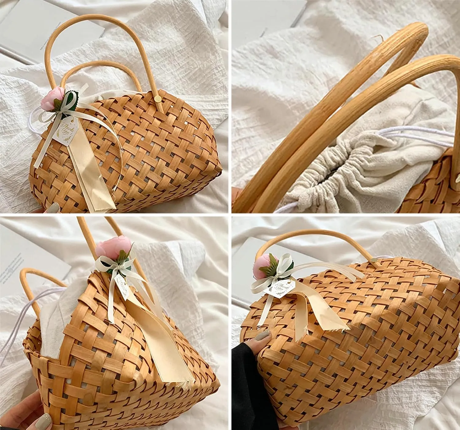 Handmade Woven Straw Bags for Women Fashion Handbags for Women Clutch and Purse for Wedding Party Travel Holiday 2024