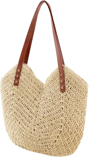 Handwoven Straw Shoulder Bag Fashionable Tote for Beach Vacation Daily Use Stylish Woven Purse for Summer Holds Essentials Wallet Versatile Accessory