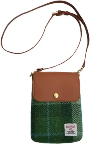 Harris Tweed Small Crossbody Bags Cell Phone Purse for Women Leather Wallet Purses with Adjustable Strap