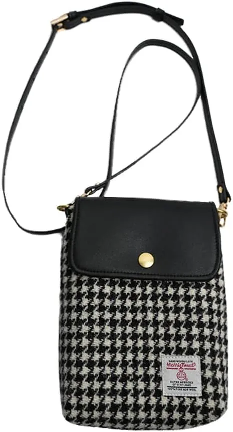 Harris Tweed Small Crossbody Bags Cell Phone Purse for Women Leather Wallet Purses with Adjustable Strap