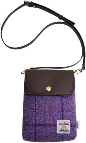Harris Tweed Small Crossbody Bags Cell Phone Purse for Women Leather Wallet Purses with Adjustable Strap