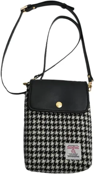Harris Tweed Small Crossbody Bags Cell Phone Purse for Women Leather Wallet Purses with Adjustable Strap