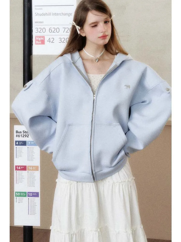 Heavy Weight Bat Sleeve Off Shoulder Hoodie【s0000006486】