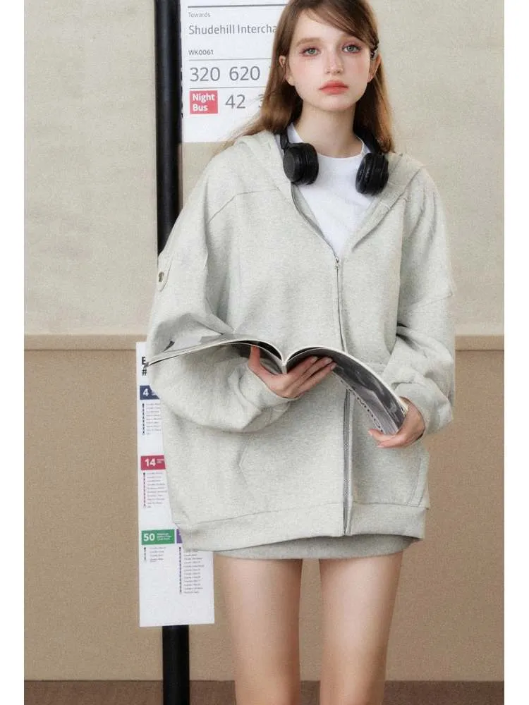 Heavy Weight Bat Sleeve Off Shoulder Hoodie【s0000006486】