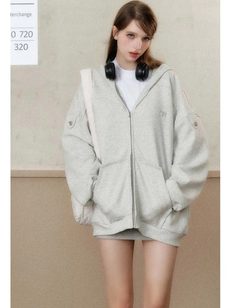 Heavy Weight Bat Sleeve Off Shoulder Hoodie【s0000006486】
