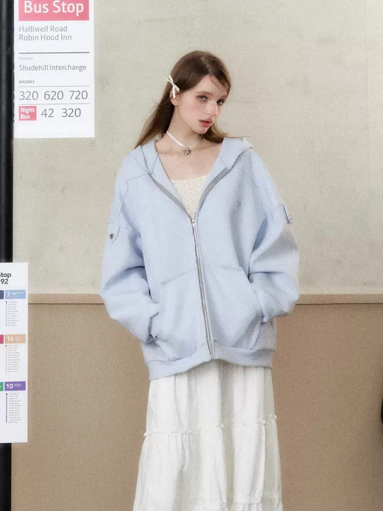 Heavy Weight Bat Sleeve Off Shoulder Hoodie【s0000006486】