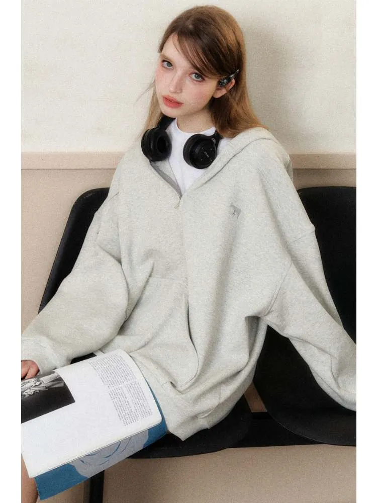 Heavy Weight Bat Sleeve Off Shoulder Hoodie【s0000006486】