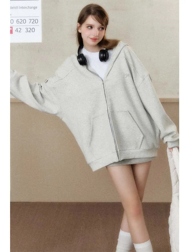 Heavy Weight Bat Sleeve Off Shoulder Hoodie【s0000006486】
