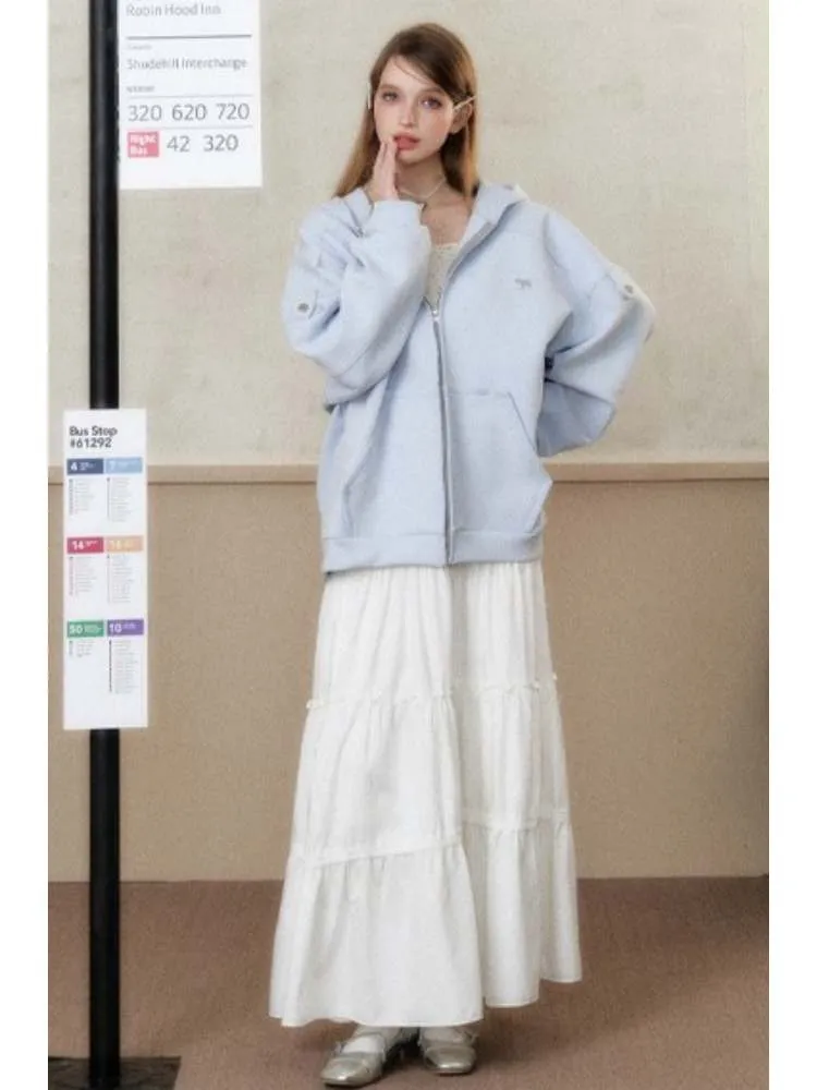 Heavy Weight Bat Sleeve Off Shoulder Hoodie【s0000006486】