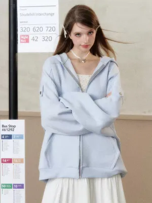 Heavy Weight Bat Sleeve Off Shoulder Hoodie【s0000006486】