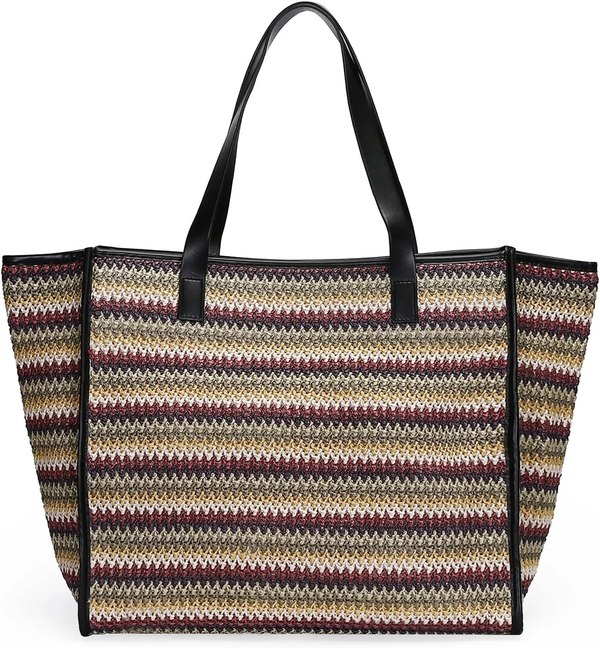 Herald Large Handmade Straw Tote Handbag for Women, Summer Beach Weaving Chic Woven Shoulder Purse Bags for Travel Vacation