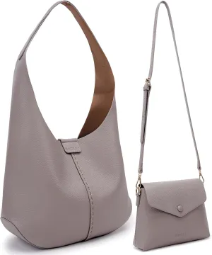 HKCLUF Hobo Bags Purses for Women 2PCS/Set,Soft Vegan Leather Slouchy Shoulder Handbags with Small Crossbody Bags for Women