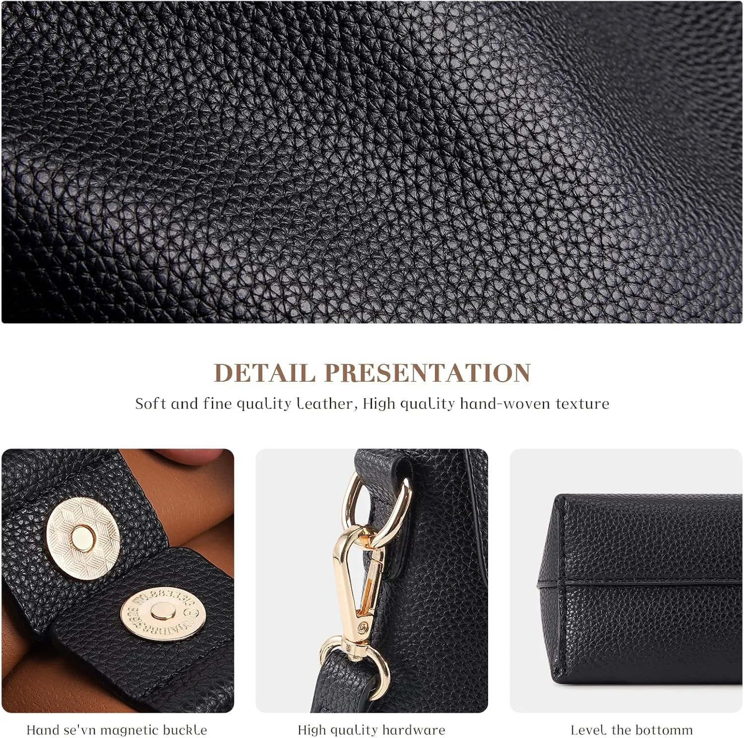 HKCLUF Hobo Bags Purses for Women 2PCS/Set,Soft Vegan Leather Slouchy Shoulder Handbags with Small Crossbody Bags for Women