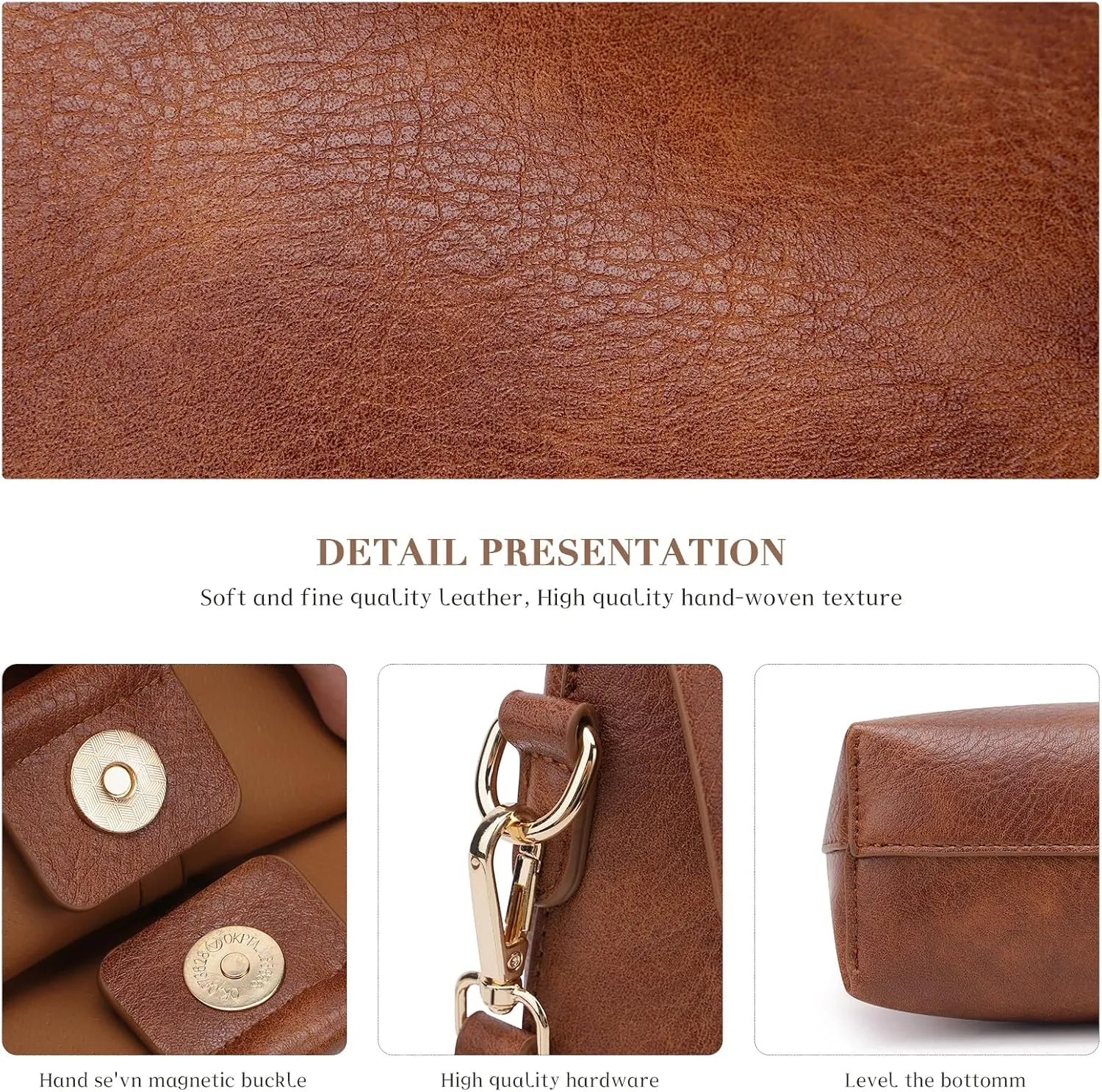 HKCLUF Hobo Bags Purses for Women 2PCS/Set,Soft Vegan Leather Slouchy Shoulder Handbags with Small Crossbody Bags for Women