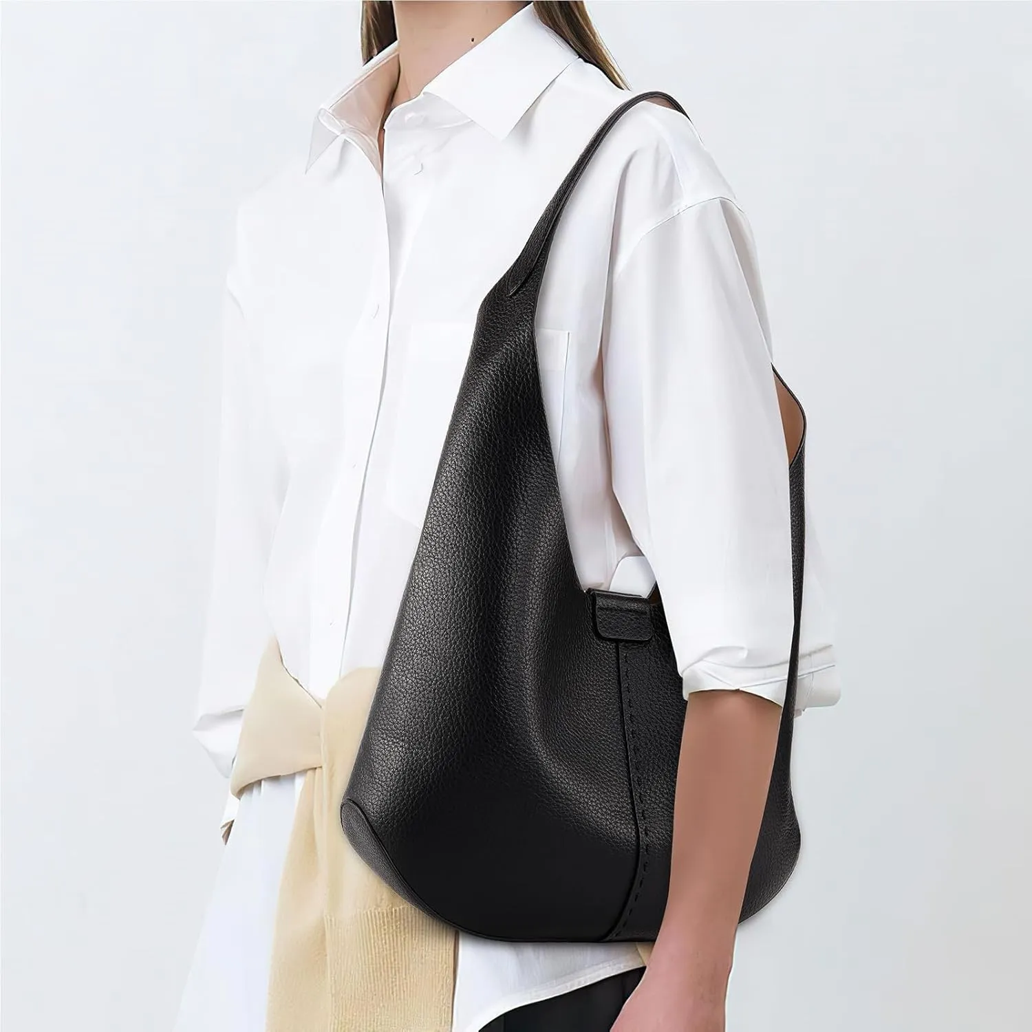 HKCLUF Hobo Bags Purses for Women 2PCS/Set,Soft Vegan Leather Slouchy Shoulder Handbags with Small Crossbody Bags for Women