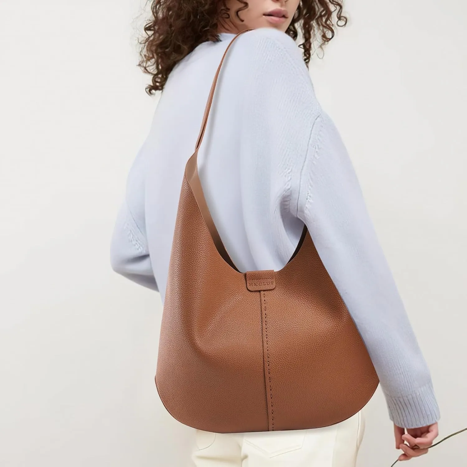 HKCLUF Hobo Bags Purses for Women 2PCS/Set,Soft Vegan Leather Slouchy Shoulder Handbags with Small Crossbody Bags for Women