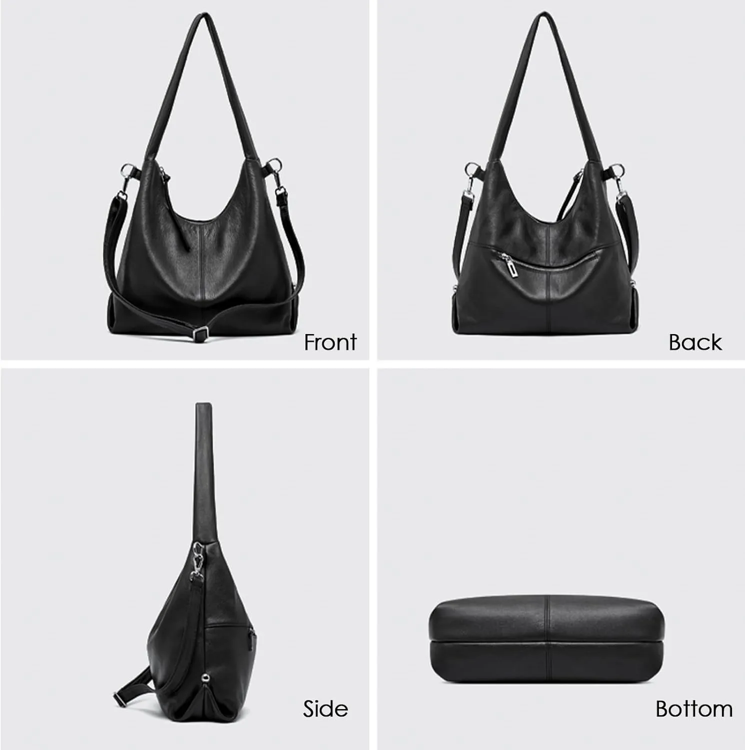 Hobo Bag Handbags for Women, Genuine Leather Crossbody Bags Shoulder Purses with Removable Strap