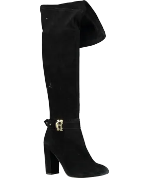 Holland Cooper Black Sloane Over The Knee Boots UK 4 EU 37 