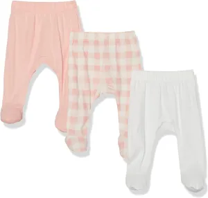 HonestBaby 3-Pack Footed Pants Roomy Fit Pull on Bottoms 100% Organic Cotton for Infant Baby Boys, Girls, Unisex