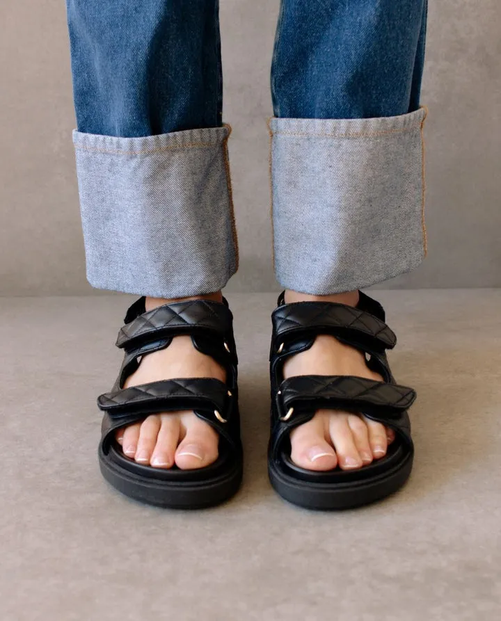 Hook-Loop Black Sandal