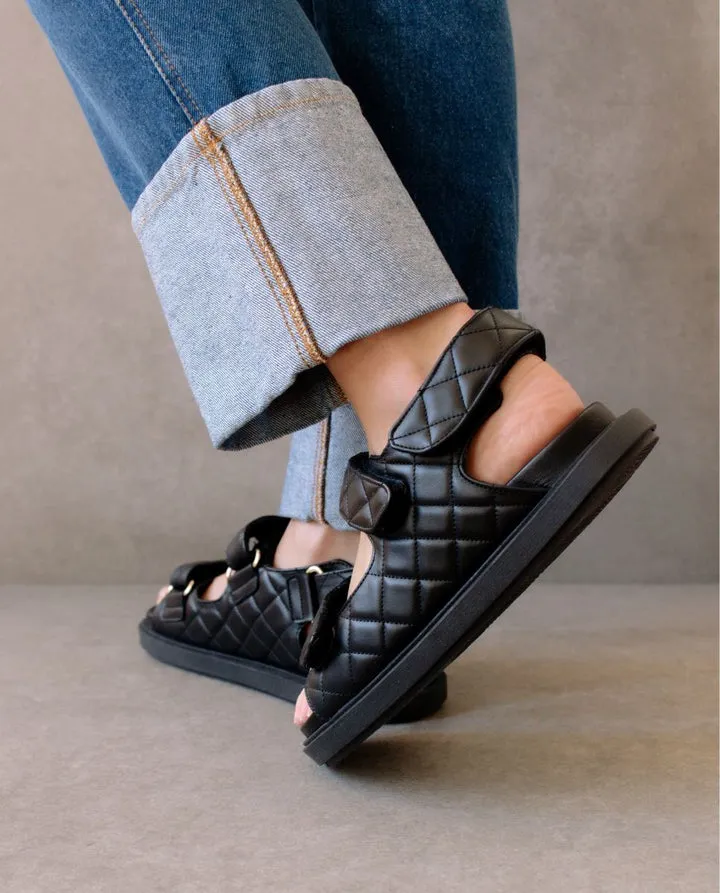 Hook-Loop Black Sandal