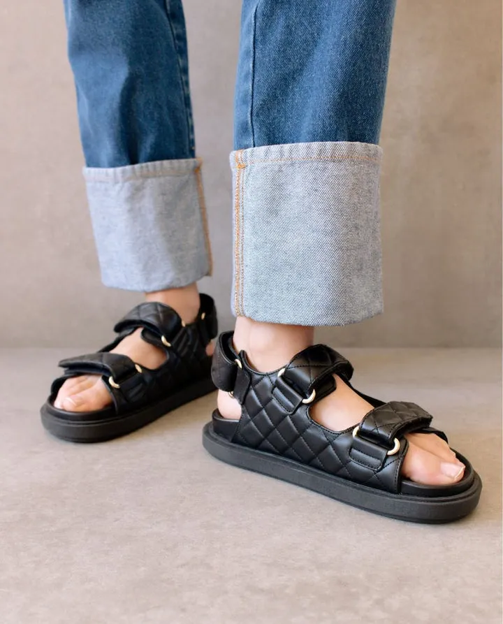 Hook-Loop Black Sandal