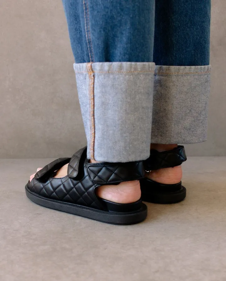 Hook-Loop Black Sandal