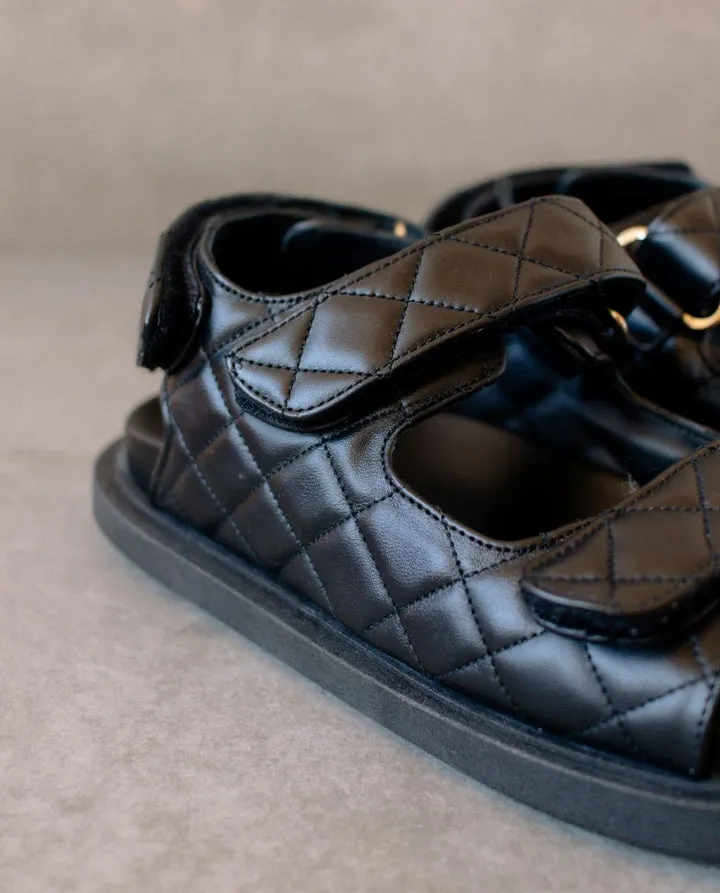 Hook-Loop Black Sandal