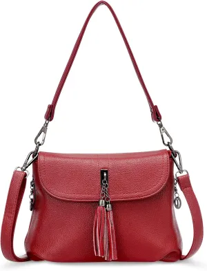 HUA ANGEL Multipurpose Crossbody Bags for Women, Leather Shoulder Bag Travel Purse Fashion Tassels Tote Top Handle Satchel
