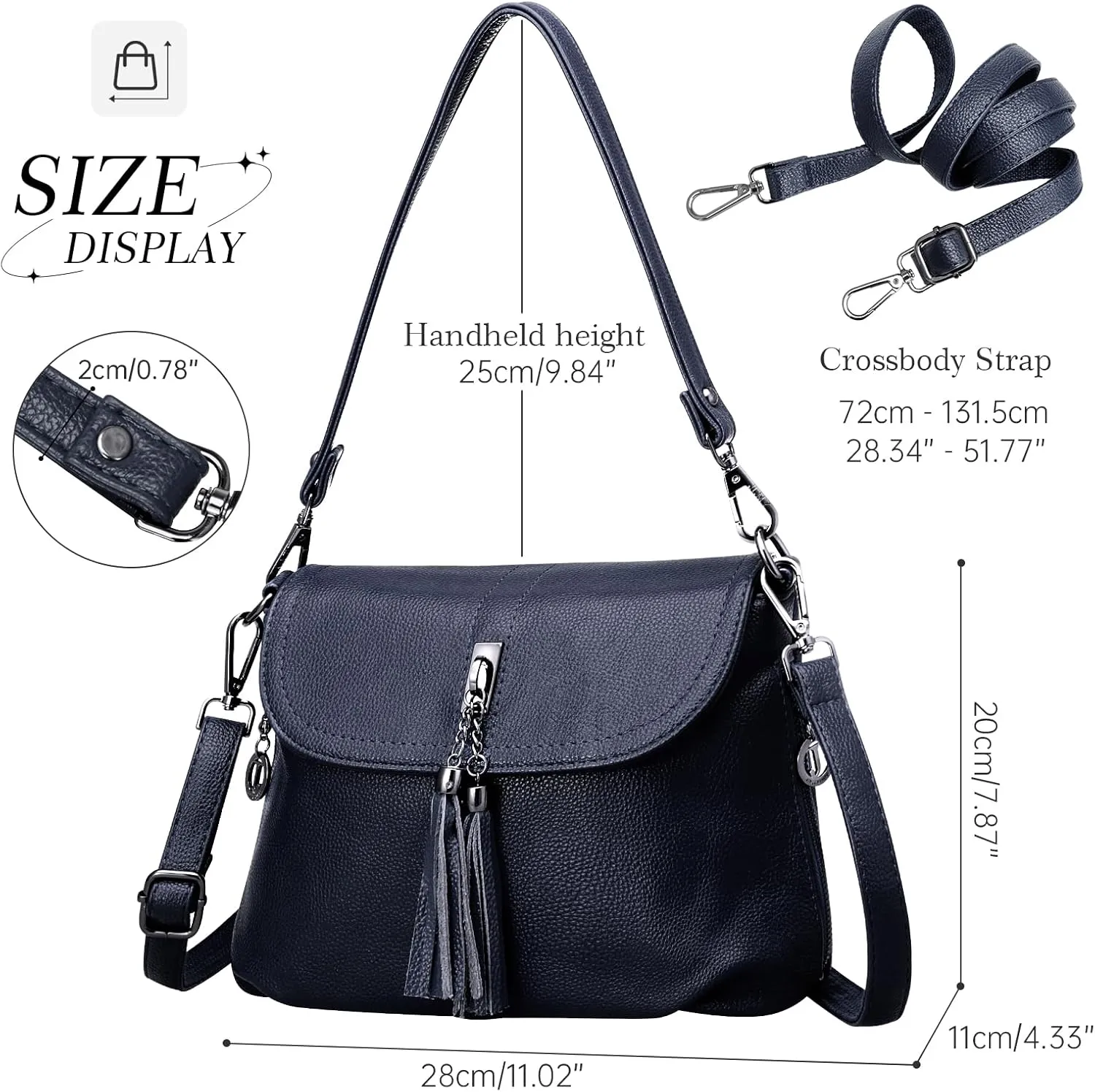HUA ANGEL Multipurpose Crossbody Bags for Women, Leather Shoulder Bag Travel Purse Fashion Tassels Tote Top Handle Satchel