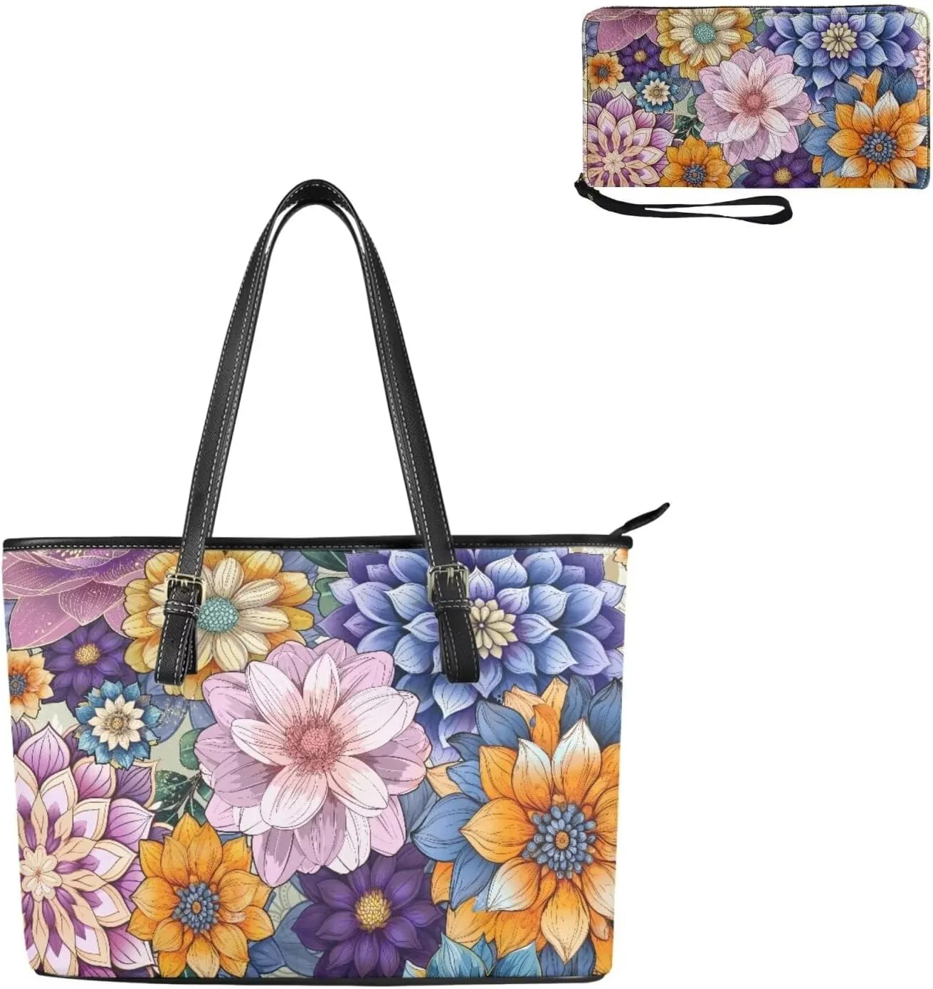 HUGS IDEA Leather Handbags for Women Soft Shoulder Tote Purses Bucket Bags Laptop Bag