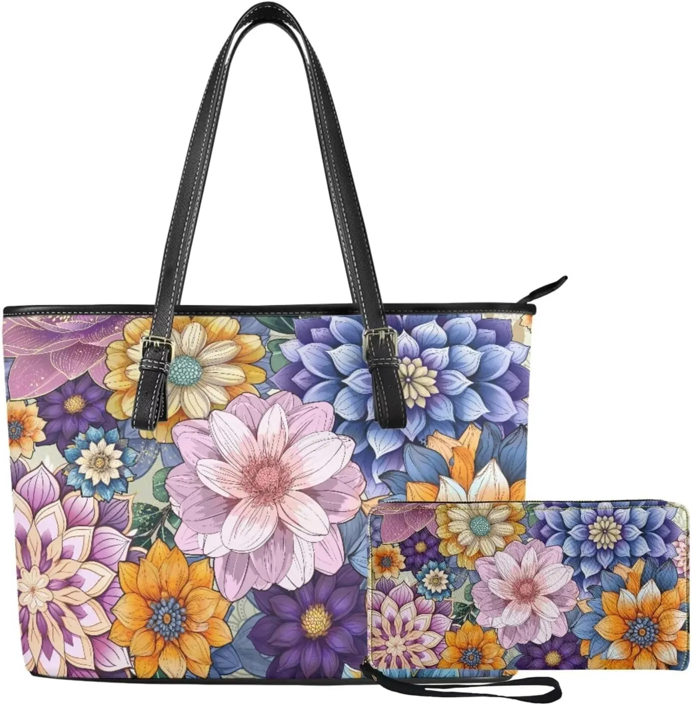 HUGS IDEA Leather Handbags for Women Soft Shoulder Tote Purses Bucket Bags Laptop Bag