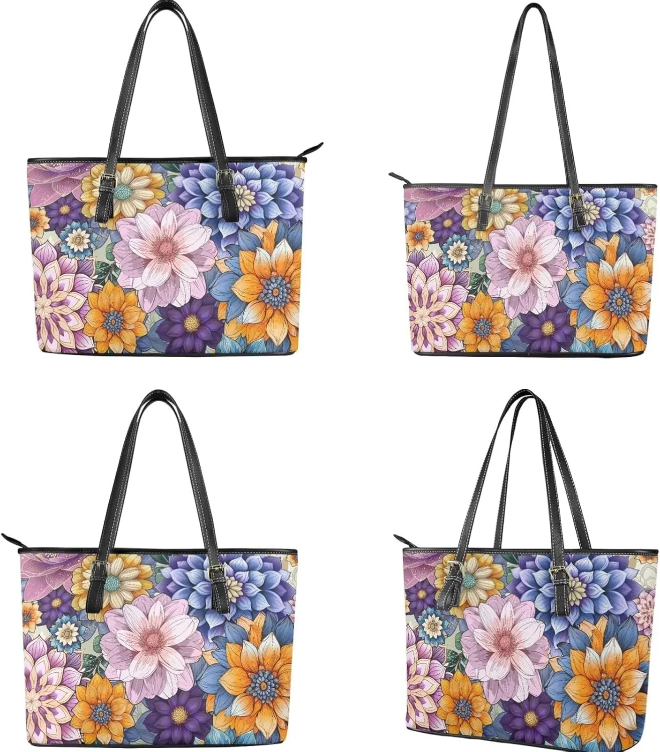 HUGS IDEA Leather Handbags for Women Soft Shoulder Tote Purses Bucket Bags Laptop Bag