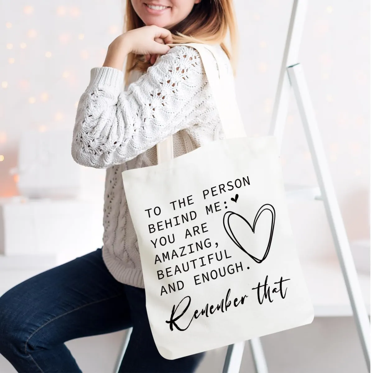 Inspirational Tote Bag for Women Positive Affirmations Self Love Beach Bag Encouragement Gifts Christmas