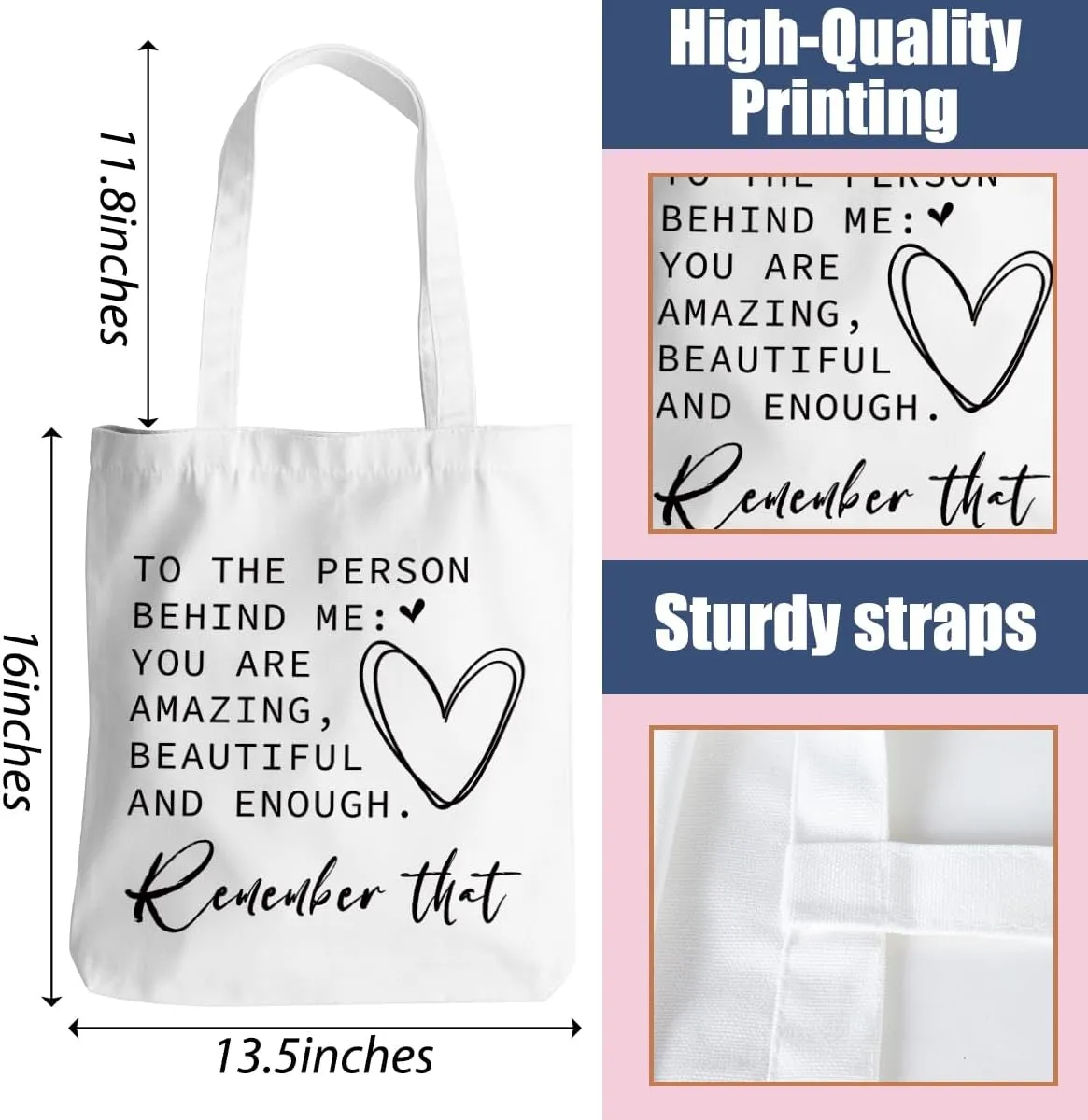 Inspirational Tote Bag for Women Positive Affirmations Self Love Beach Bag Encouragement Gifts Christmas