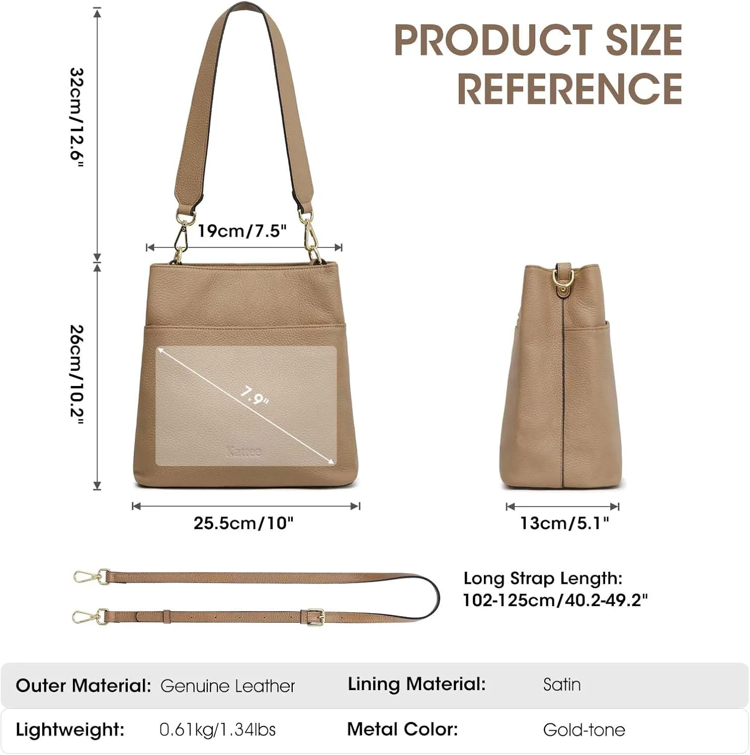 Kattee Leather Handbags for Women, Soft Shoulder Tote Crossbody Purses Bucket Bags with 2 Straps