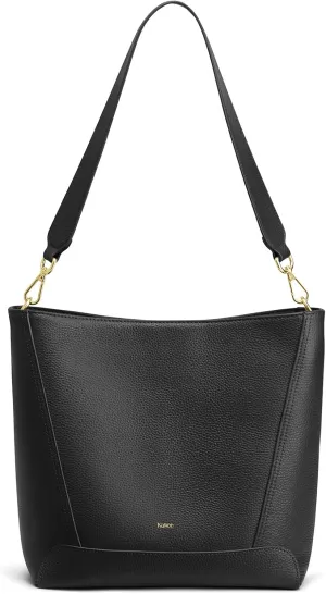 Kattee Leather Purses and Handbags, Medium Bucket Bags for Women, Top Grain Leather Tote Shoulder Crossbody with 2 Straps